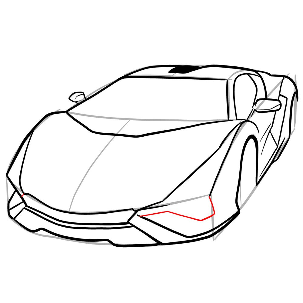 How to draw Lamborghini Sián - step 20