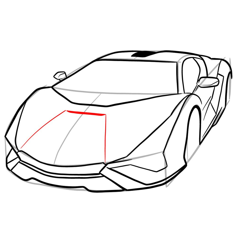 How to draw Lamborghini Sián - step 21