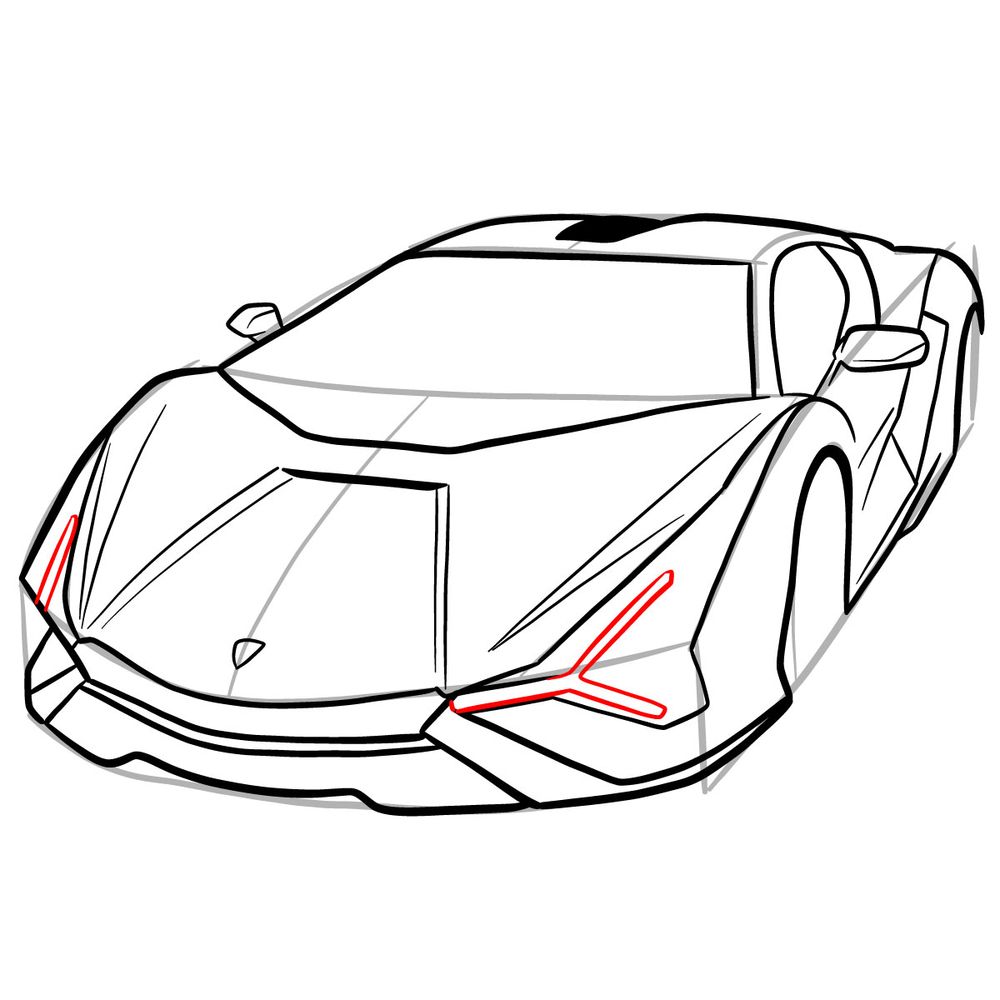 How to draw Lamborghini Sián - step 23