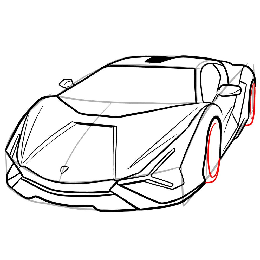 How to draw Lamborghini Sián - step 24