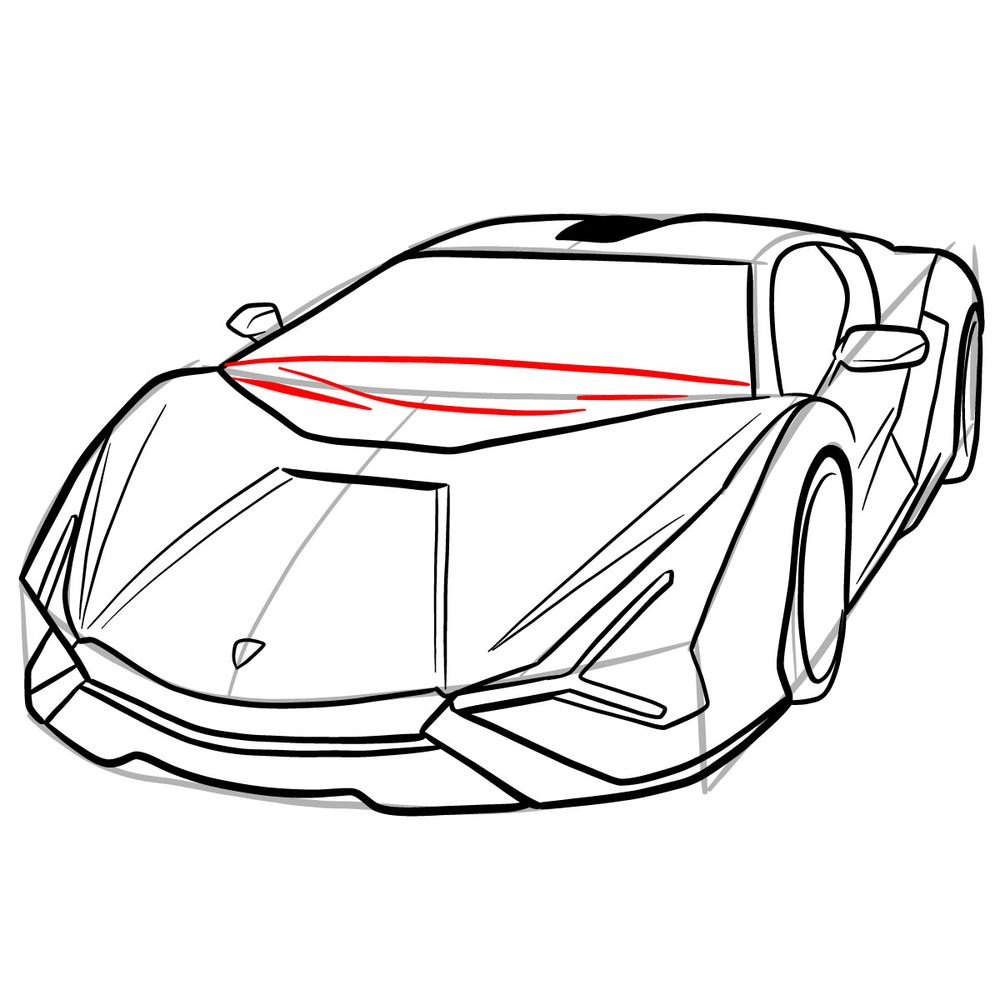 How to draw Lamborghini Sián - step 25