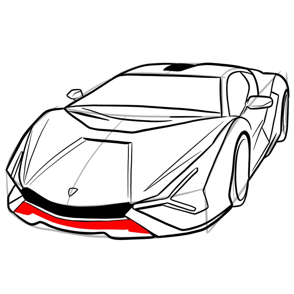 How to draw Lamborghini Sián - step 27
