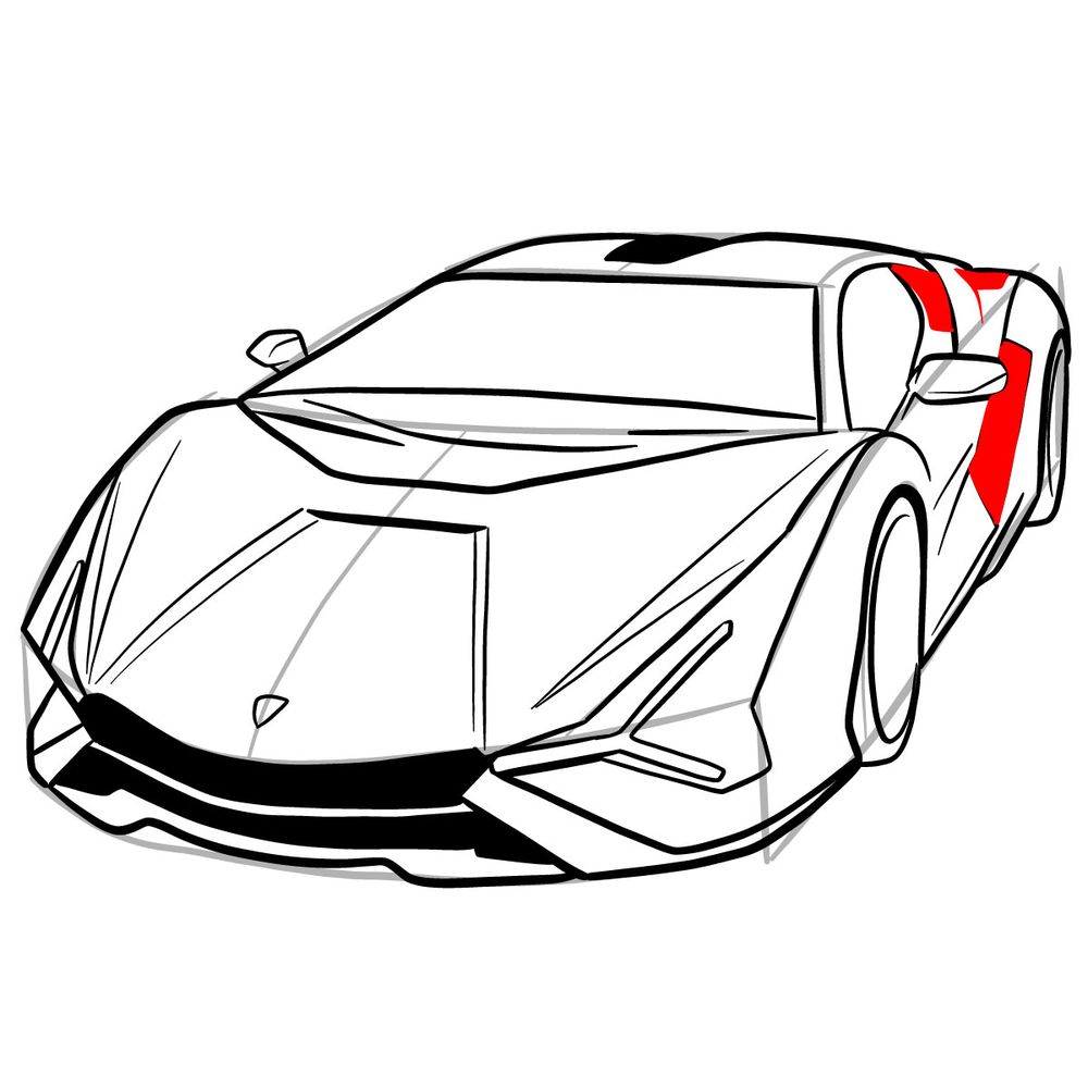 How to draw Lamborghini Sián - step 28