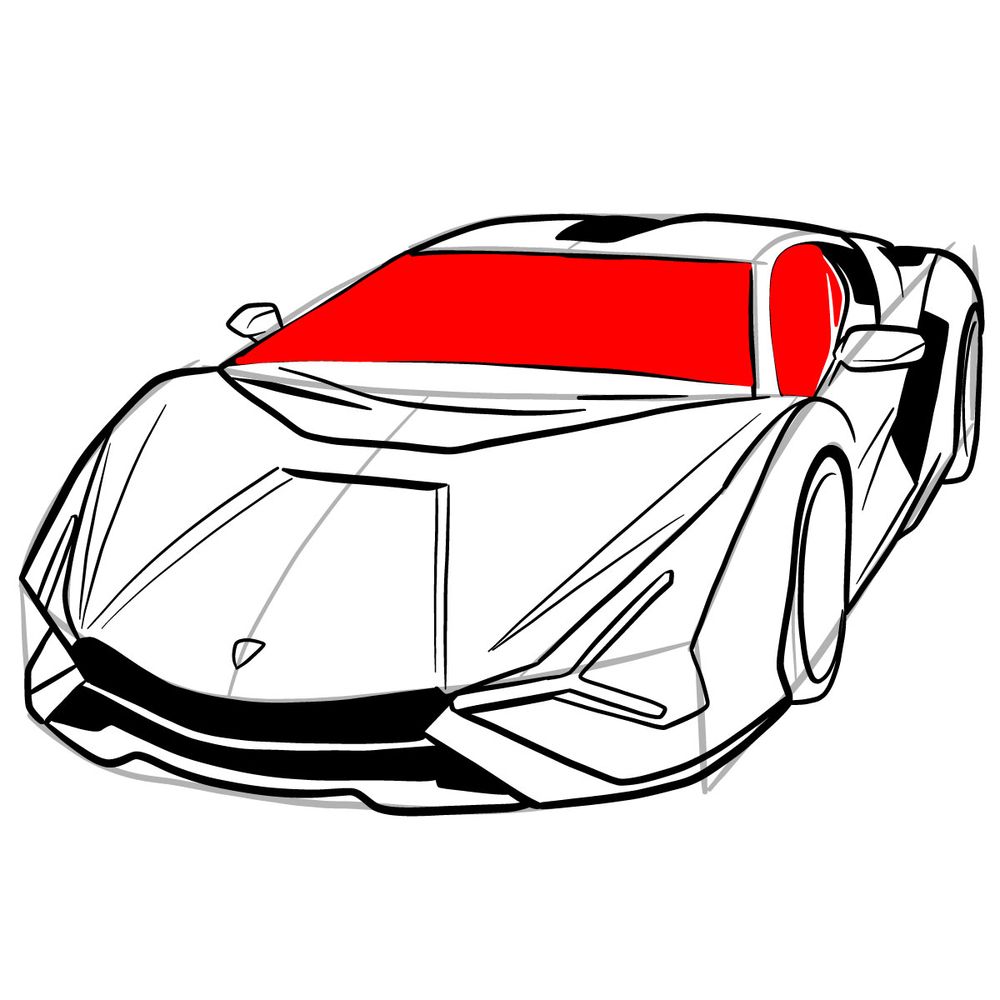 How to draw Lamborghini Sián - step 29