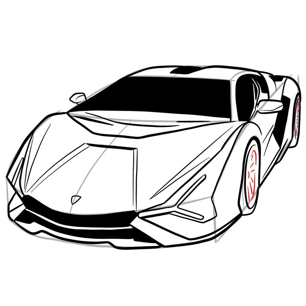 How to draw Lamborghini Sián - step 30