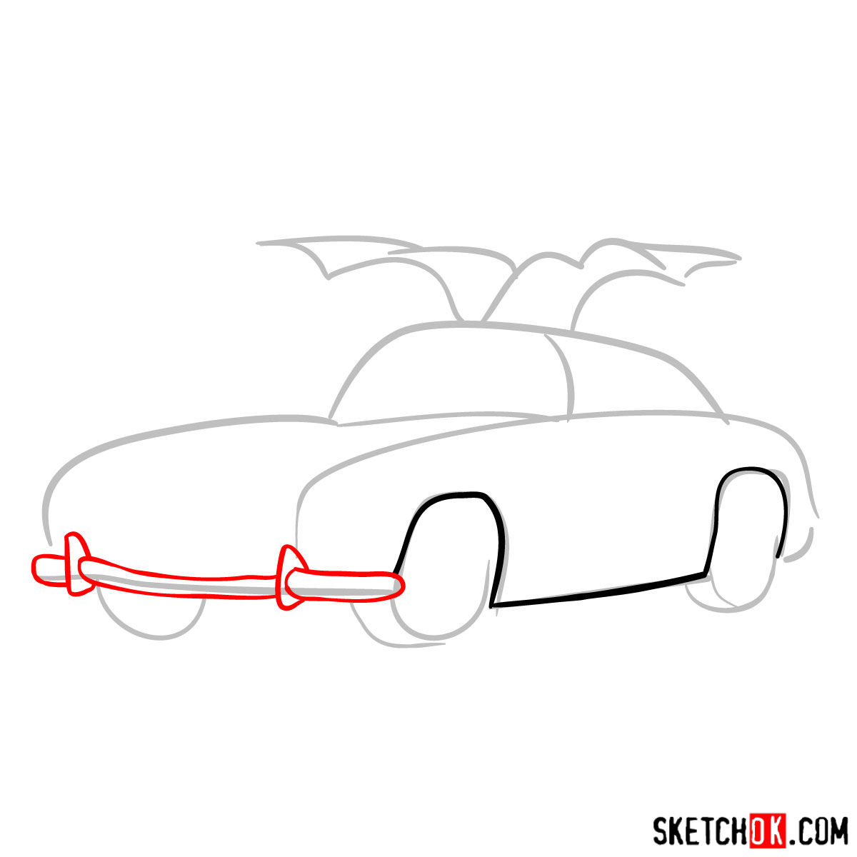 How to draw Mercedes-Benz 300SL Gullwing- - step 03