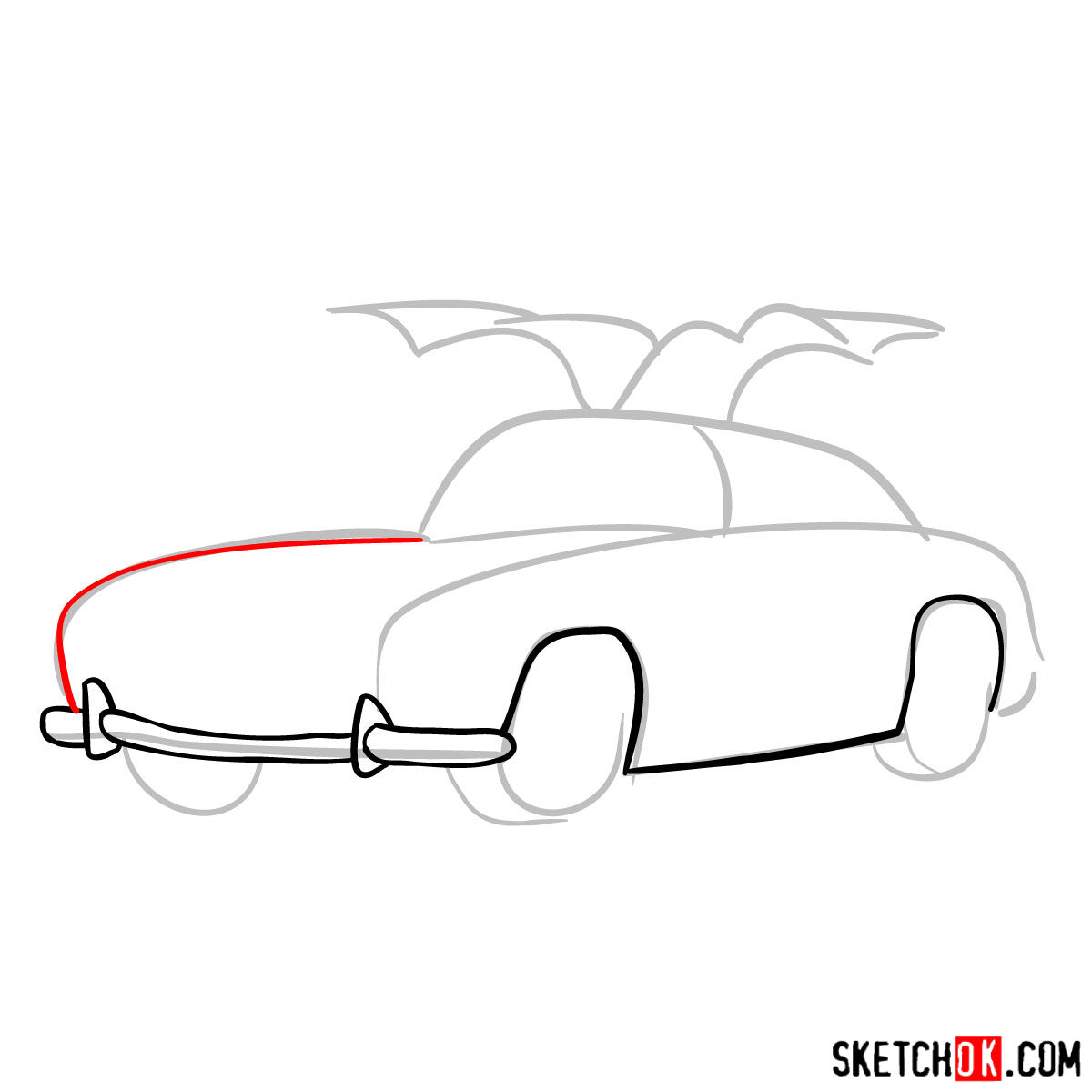 How to draw Mercedes-Benz 300SL Gullwing- - step 04