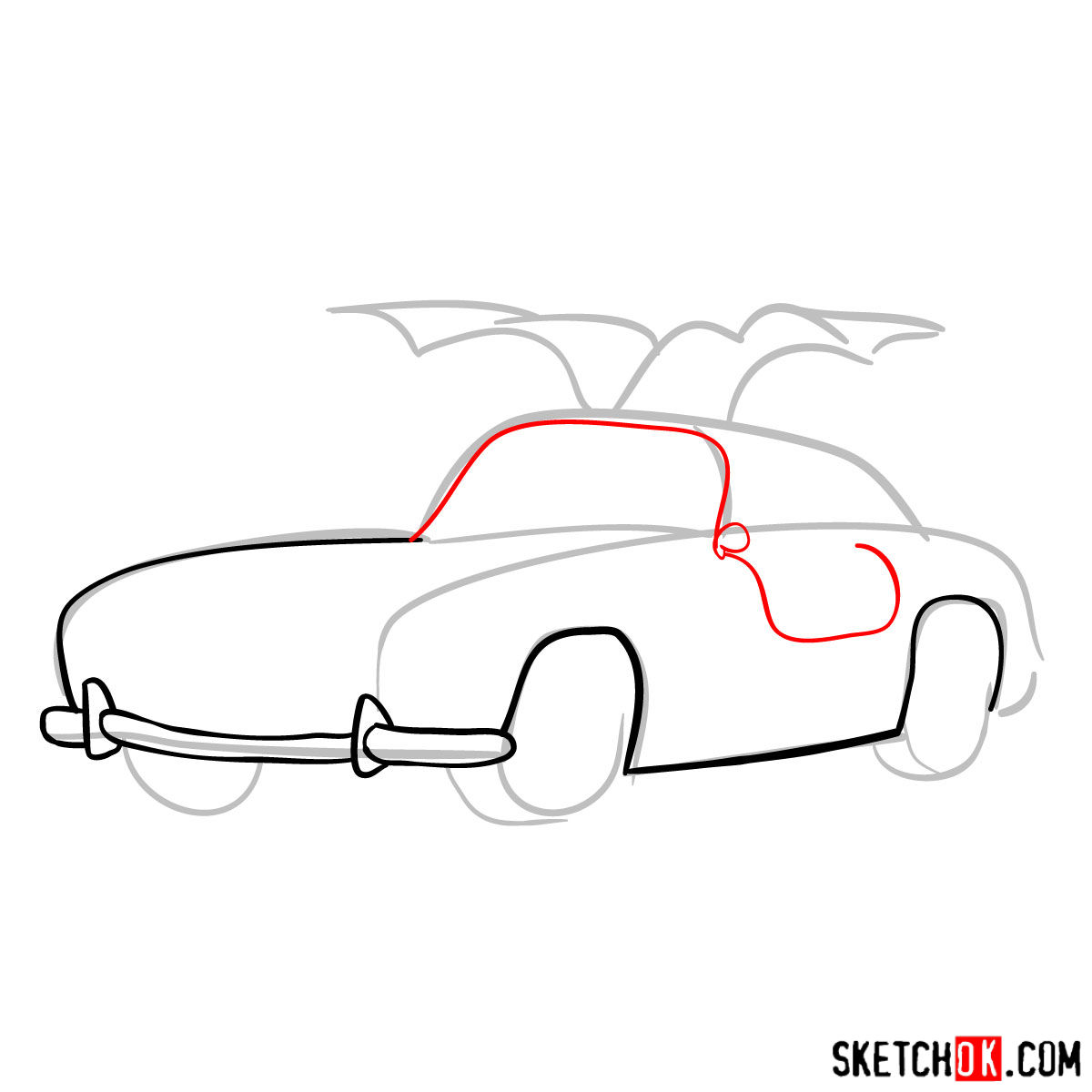 How to draw Mercedes-Benz 300SL Gullwing- - step 05