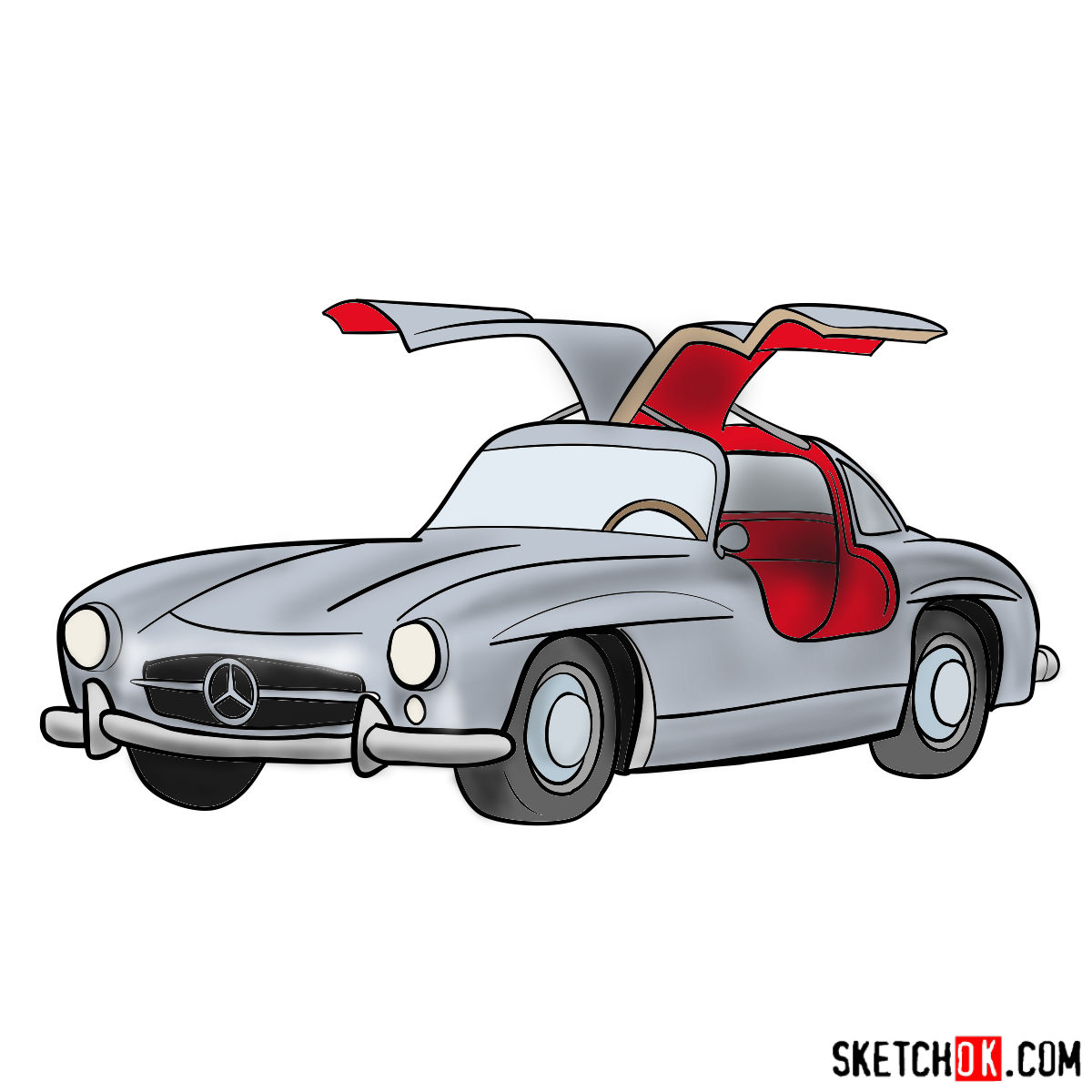 How to draw Mercedes-Benz 300SL Gullwing