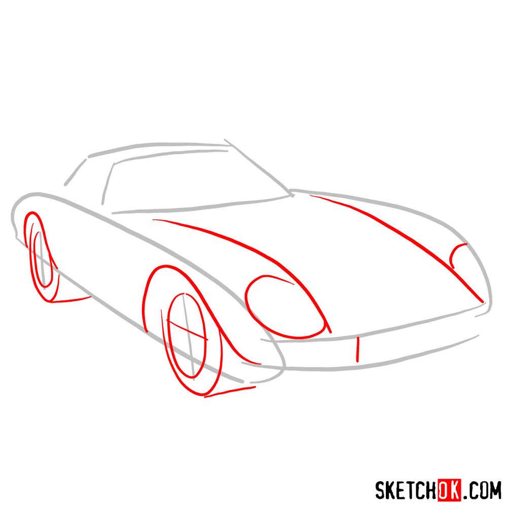 How to draw Ferrari 250 GTO - step 02