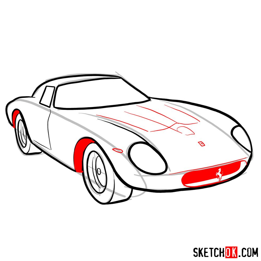 How to draw Ferrari 250 GTO - step 08