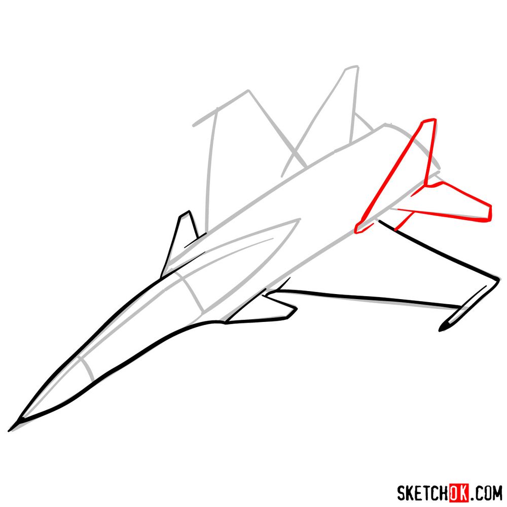 How to draw Russian Su-30MKI Jet (Flanker-H) - step 06