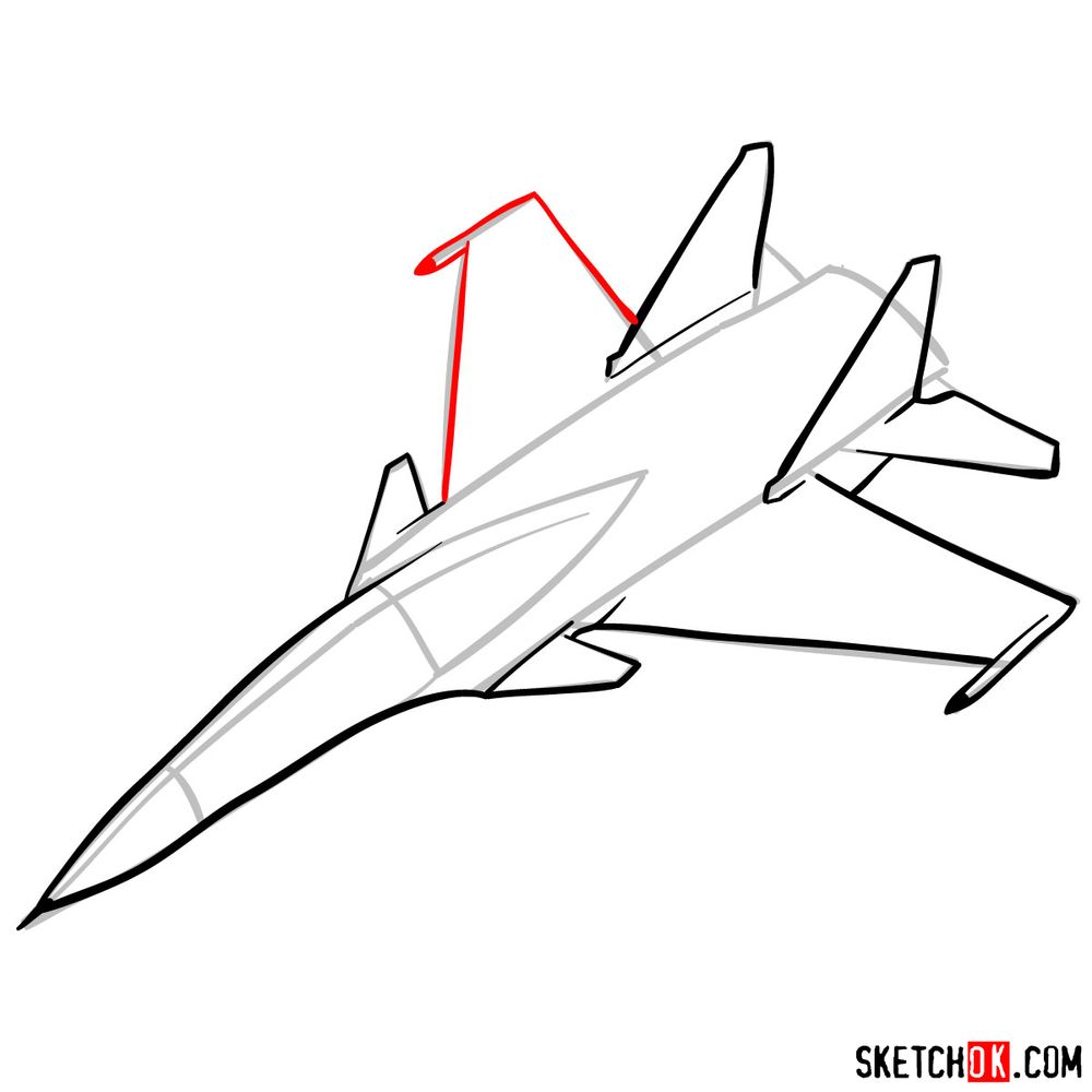 How to draw Russian Su-30MKI Jet (Flanker-H) - step 08