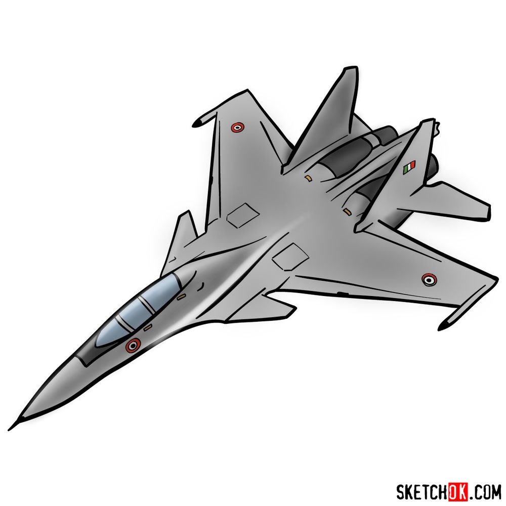 How to draw Russian Su-30MKI Jet (Flanker-H)