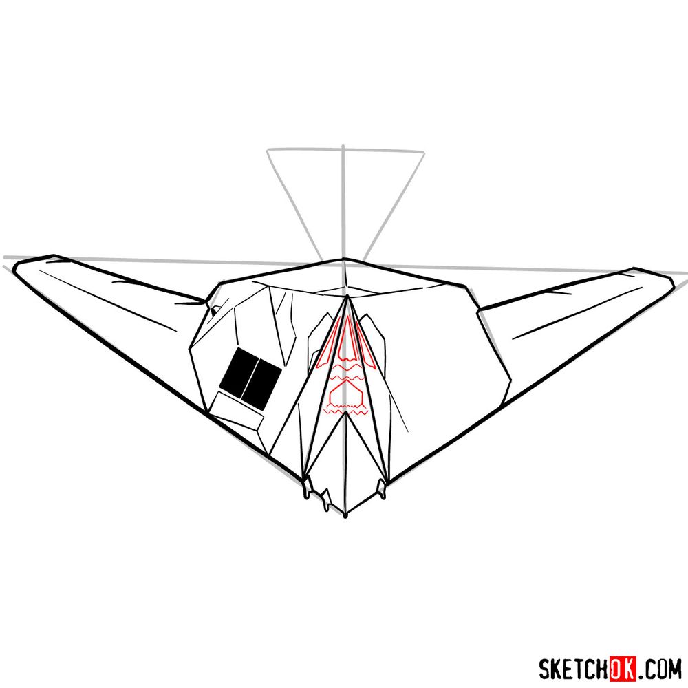 How to draw Lockheed F-117 Nighthawk - step 11