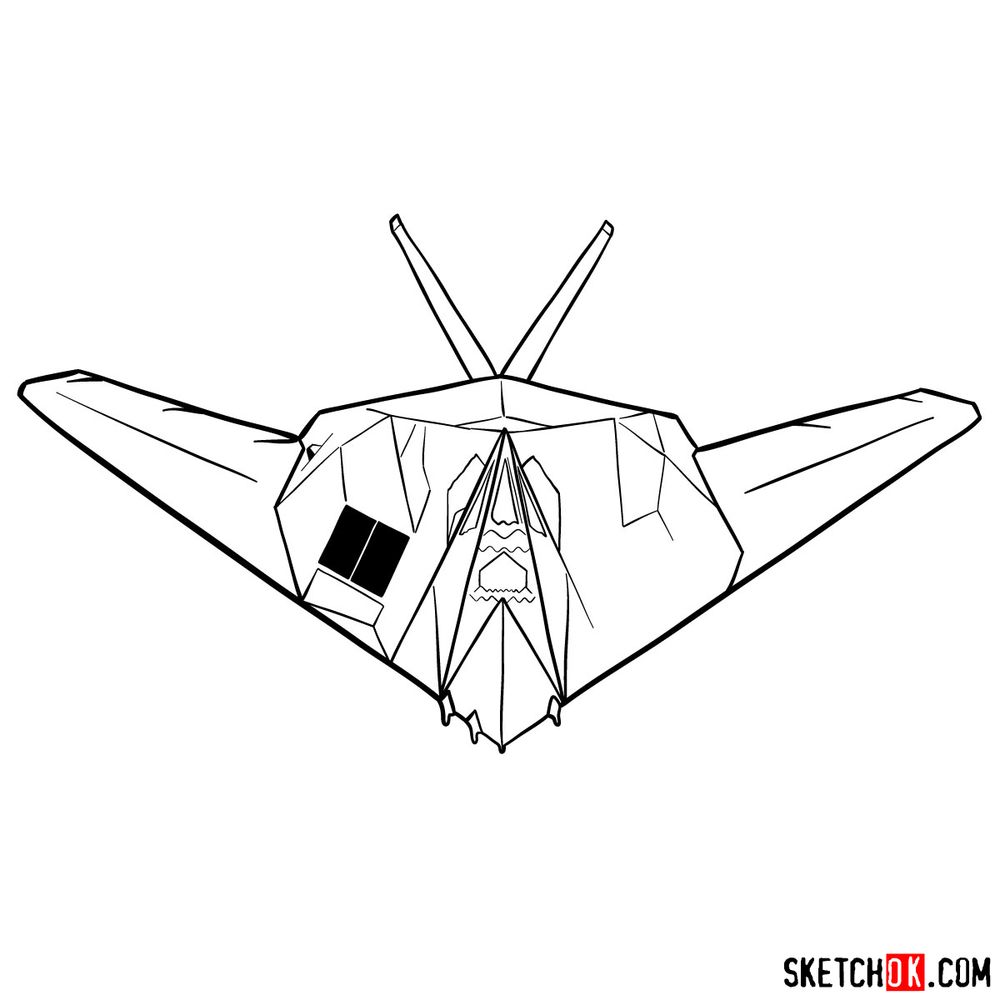 How to draw Lockheed F-117 Nighthawk - step 14