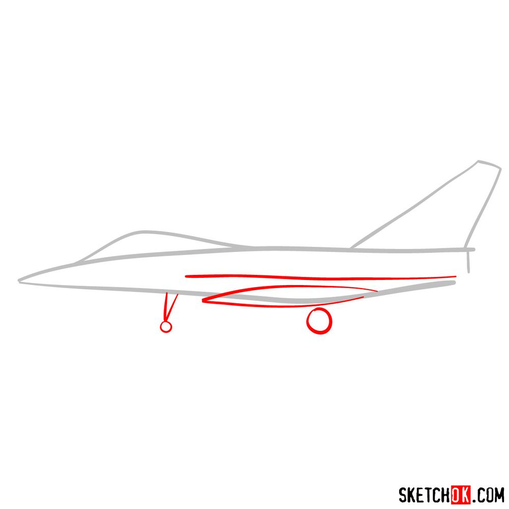 How to draw Dassault Rafale French military jet - step 02
