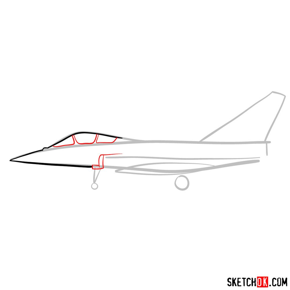 How to draw Dassault Rafale French military jet - step 04