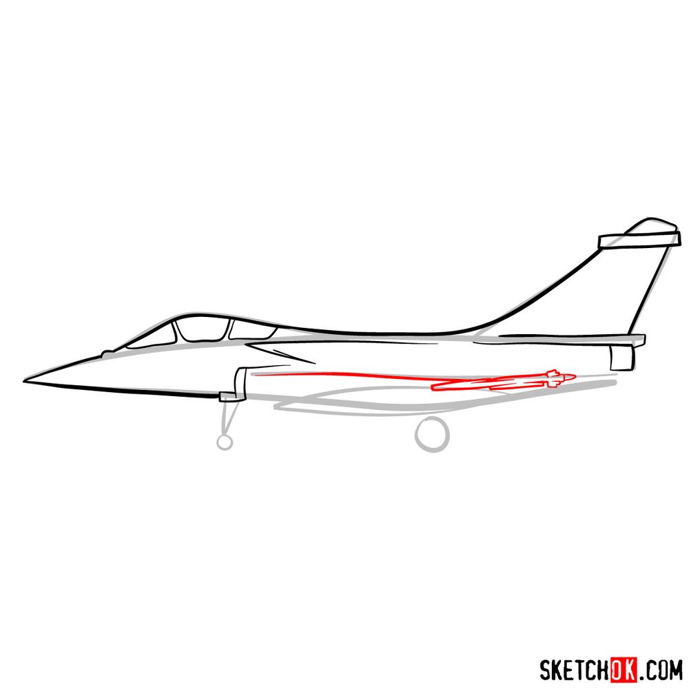 How to draw Dassault Rafale French military jet - step 07
