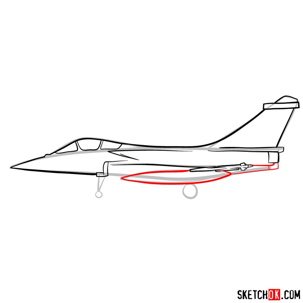 How to draw Dassault Rafale French military jet - step 08