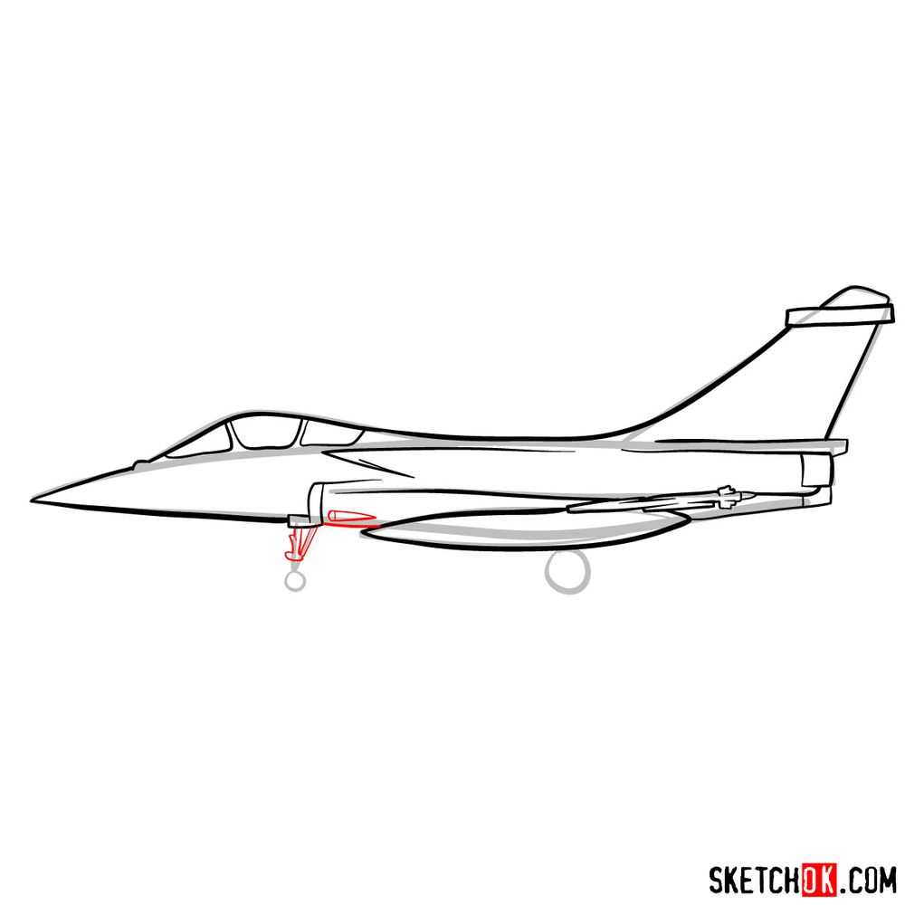 How to draw Dassault Rafale French military jet - step 09