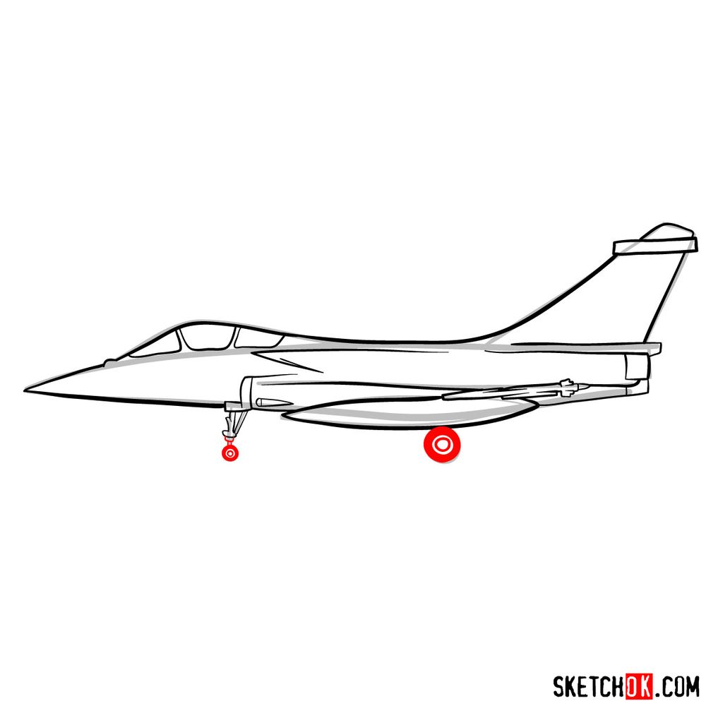 How to draw Dassault Rafale French military jet - step 10