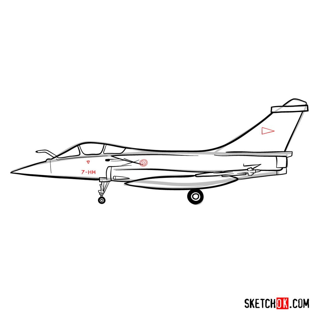 How to draw Dassault Rafale French military jet - step 12