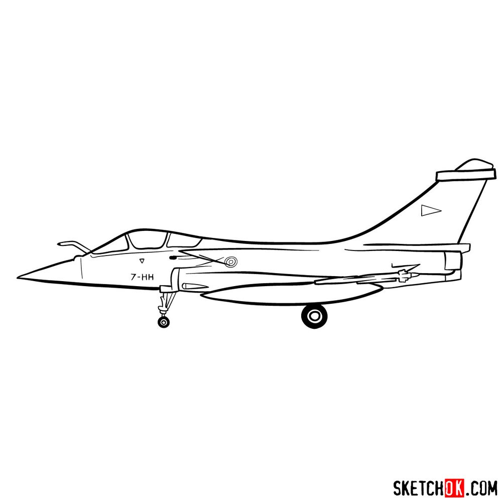 How to draw Dassault Rafale French military jet - step 13