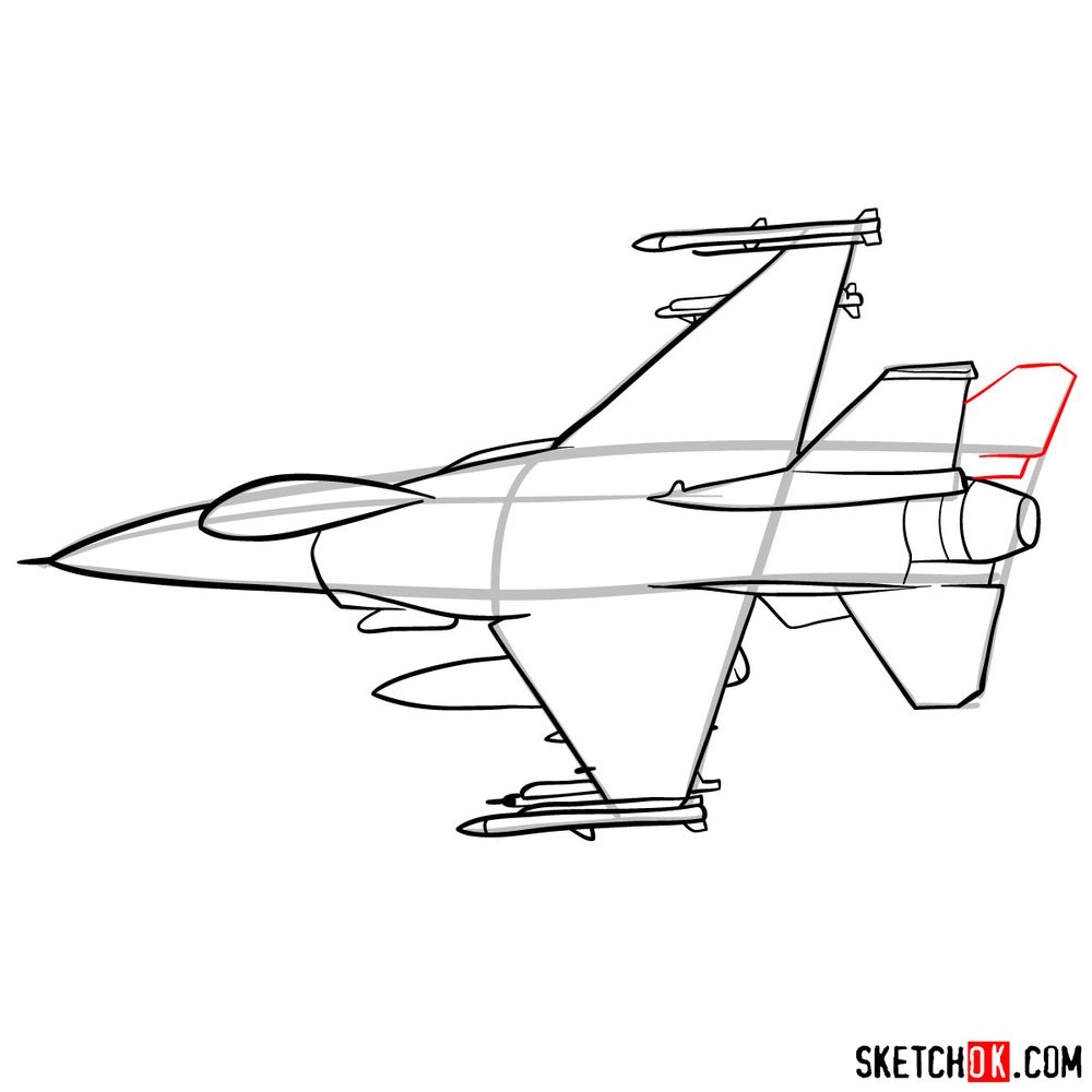 How to draw Lockheed Martin F-16 Fighting Falcon - step 11