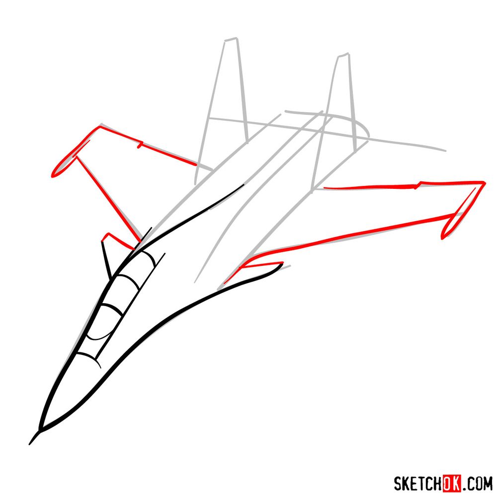 How to draw Su-30MKI (Flanker-H) - step 05