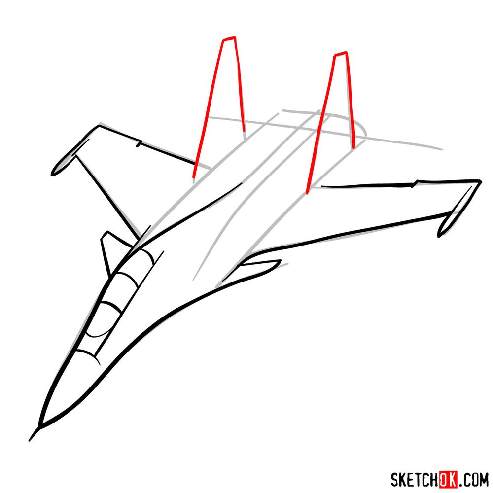 How to draw Su-30MKI (Flanker-H) - step 06