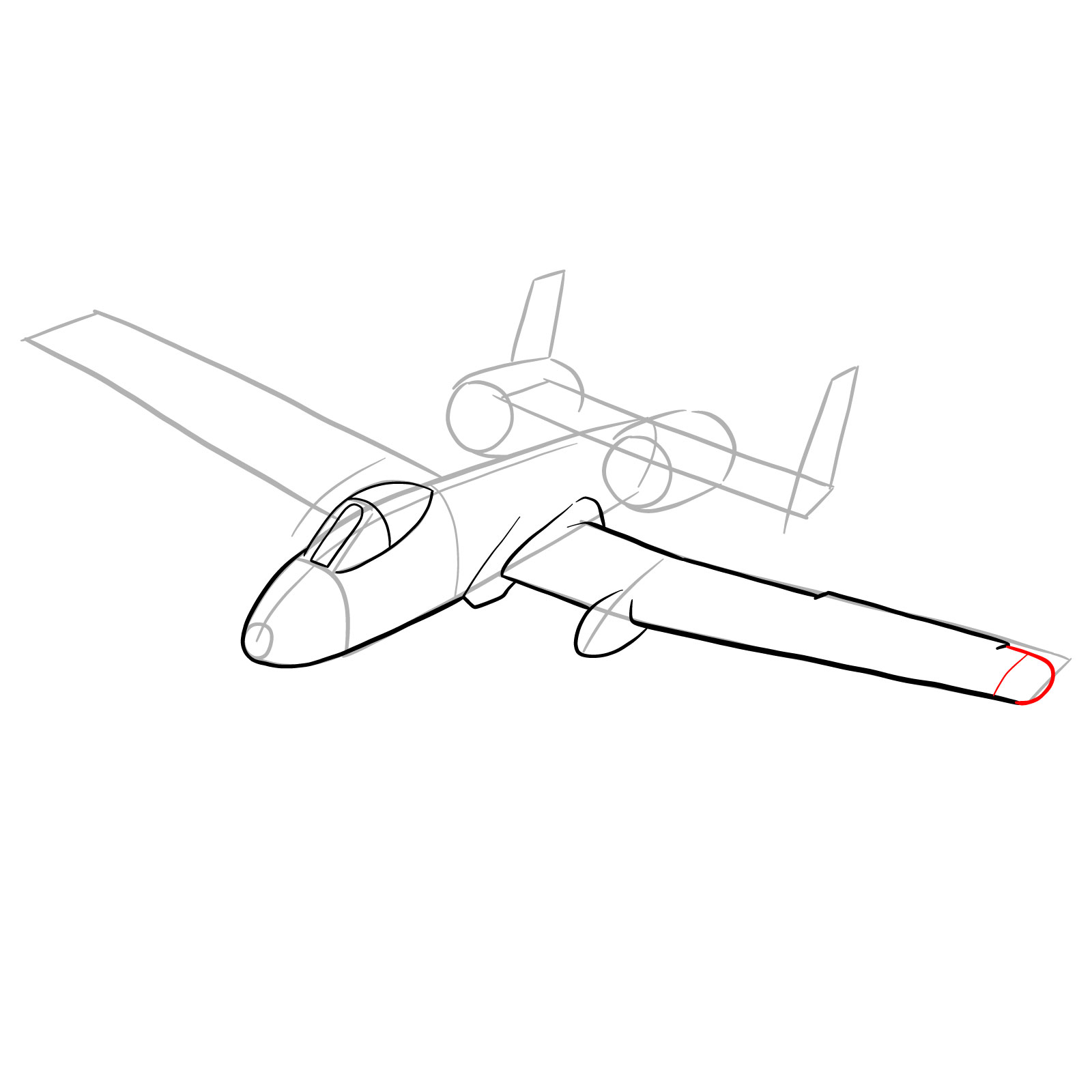 How to draw A-10 Thunderbolt II - step 11