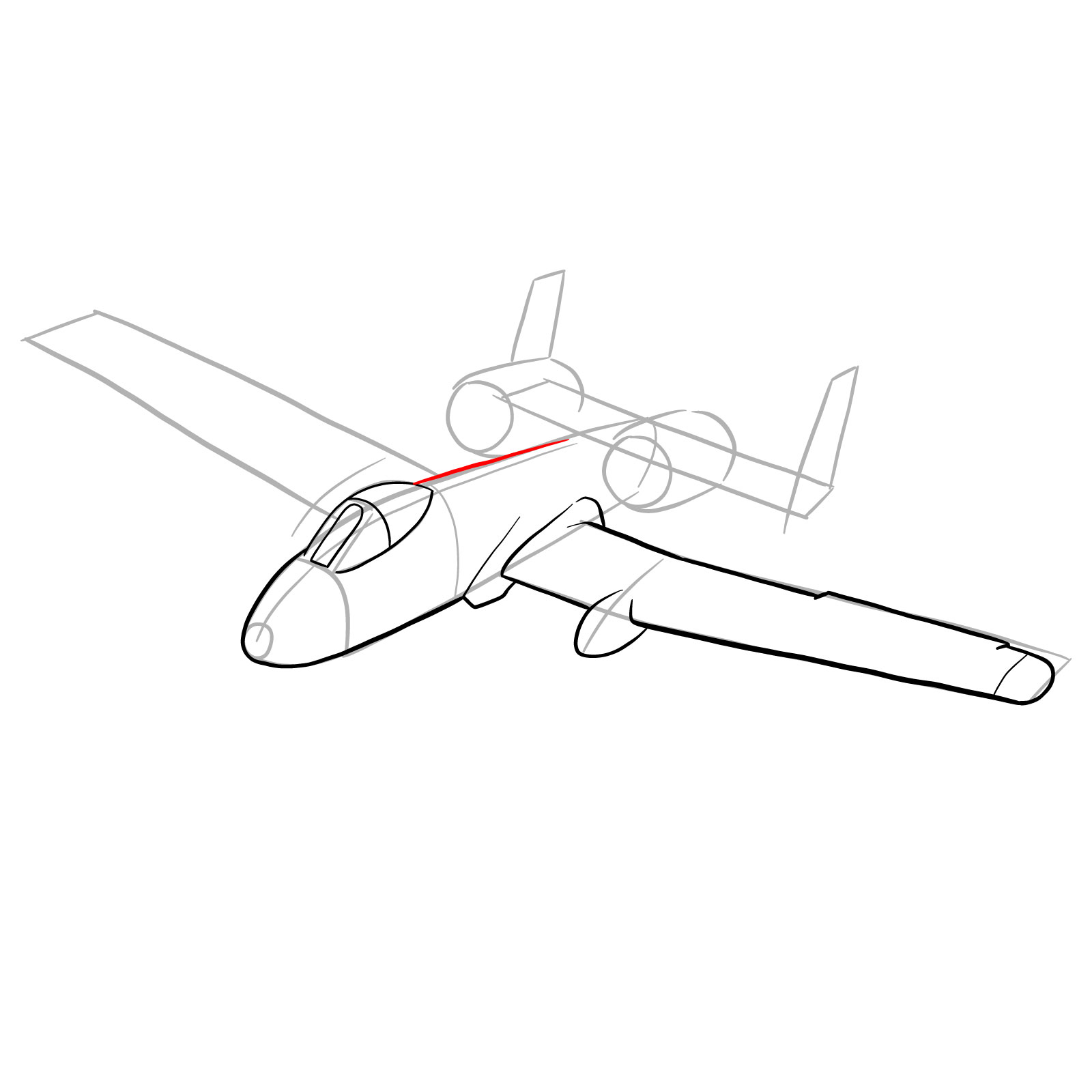 How to draw A-10 Thunderbolt II - step 12