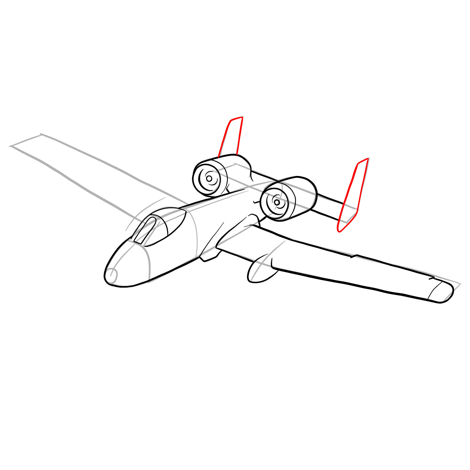 How to draw A-10 Thunderbolt II - step 19