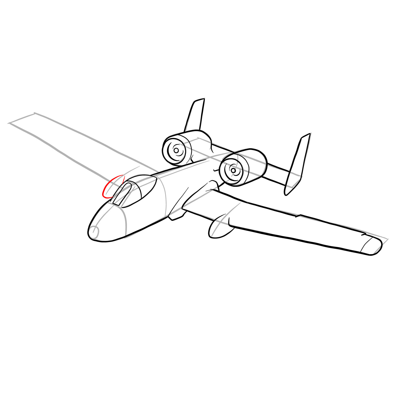 How to draw A-10 Thunderbolt II - step 20