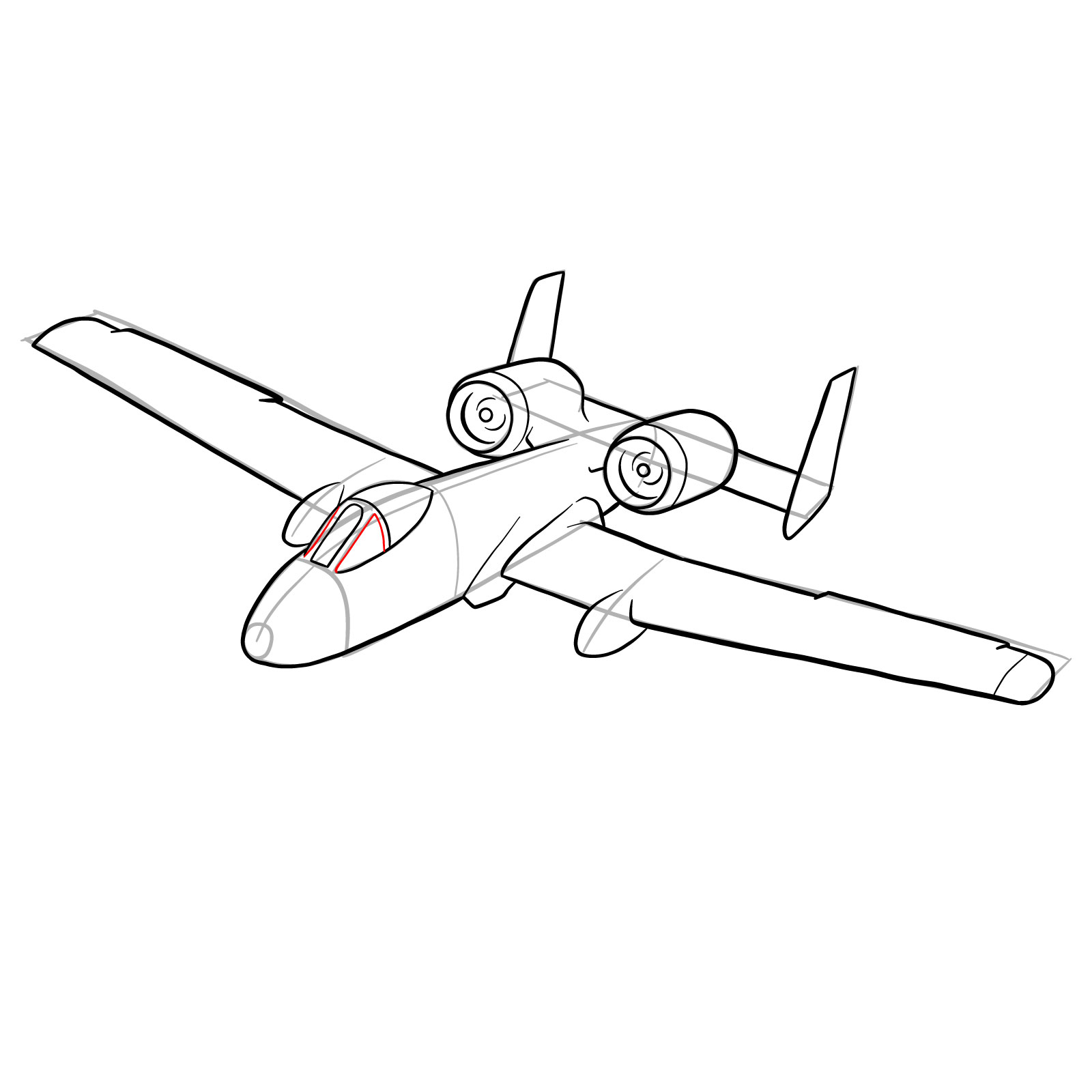 How to draw A-10 Thunderbolt II - step 24