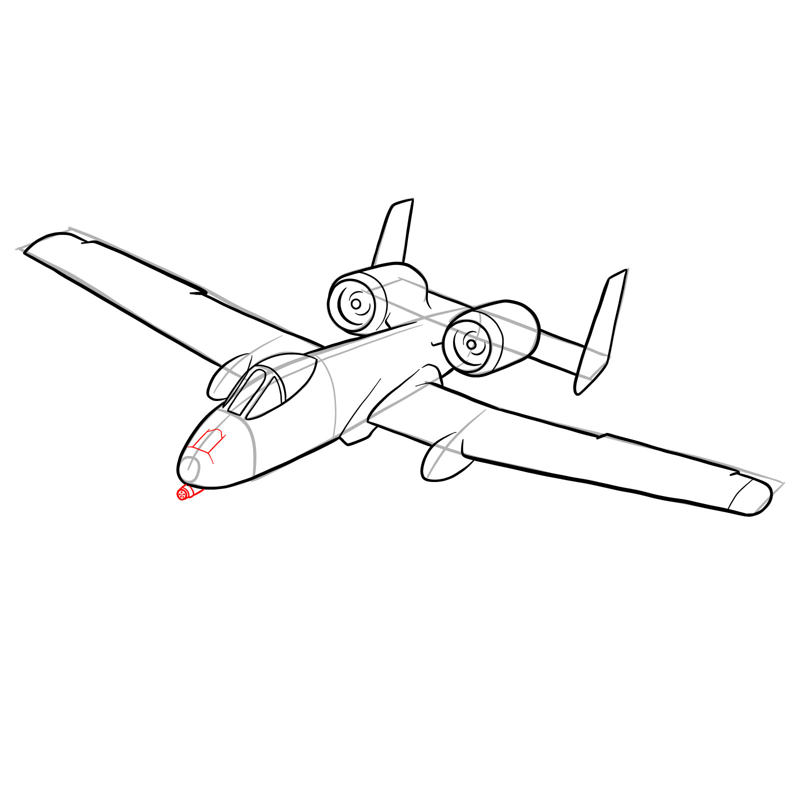 How to draw A-10 Thunderbolt II - step 25