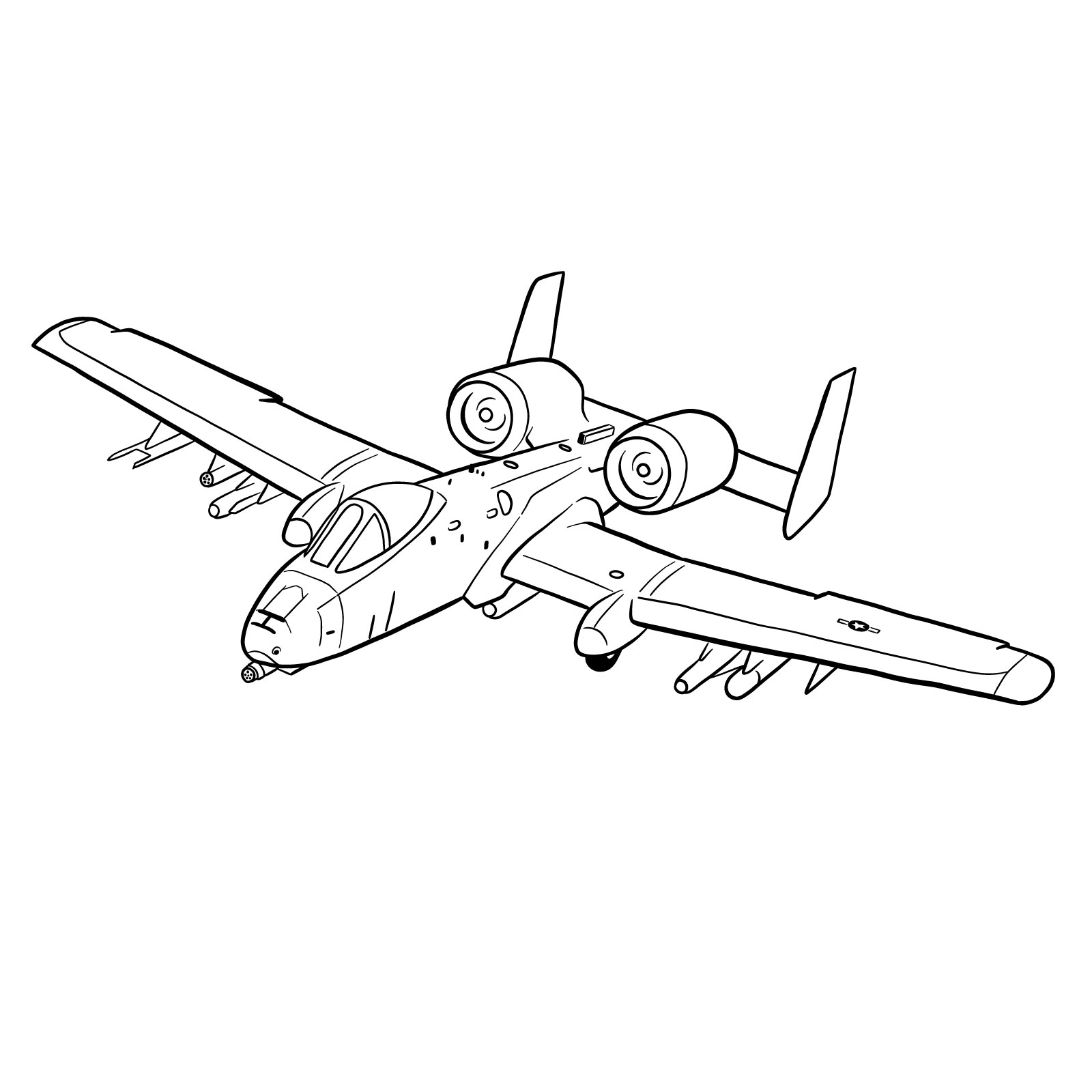 How to draw A-10 Thunderbolt II - coloring