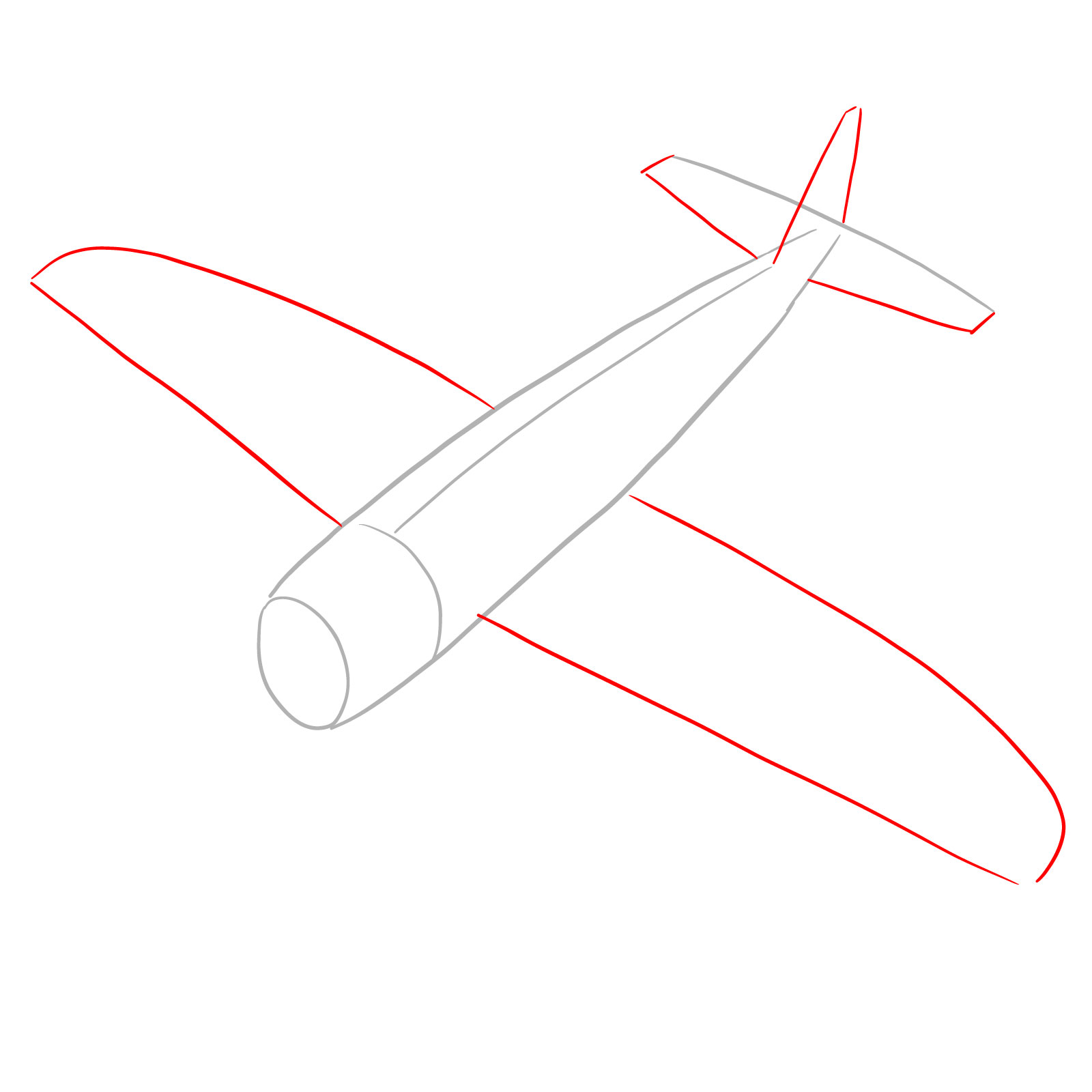 How to draw the Republic P-47 Thunderbolt - step 02