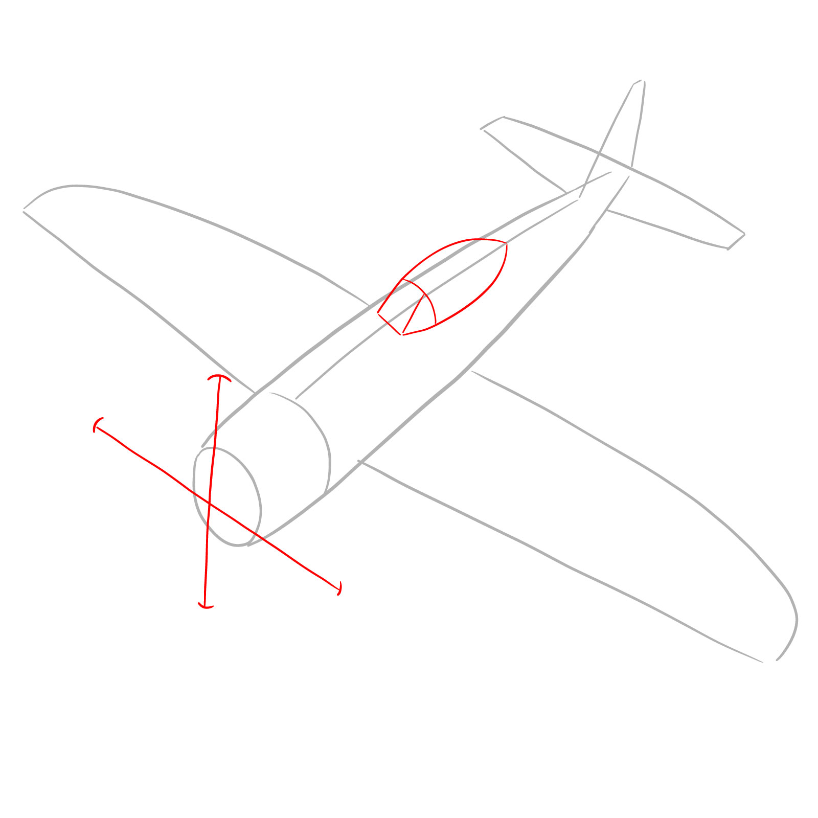 How to draw the Republic P-47 Thunderbolt - step 03