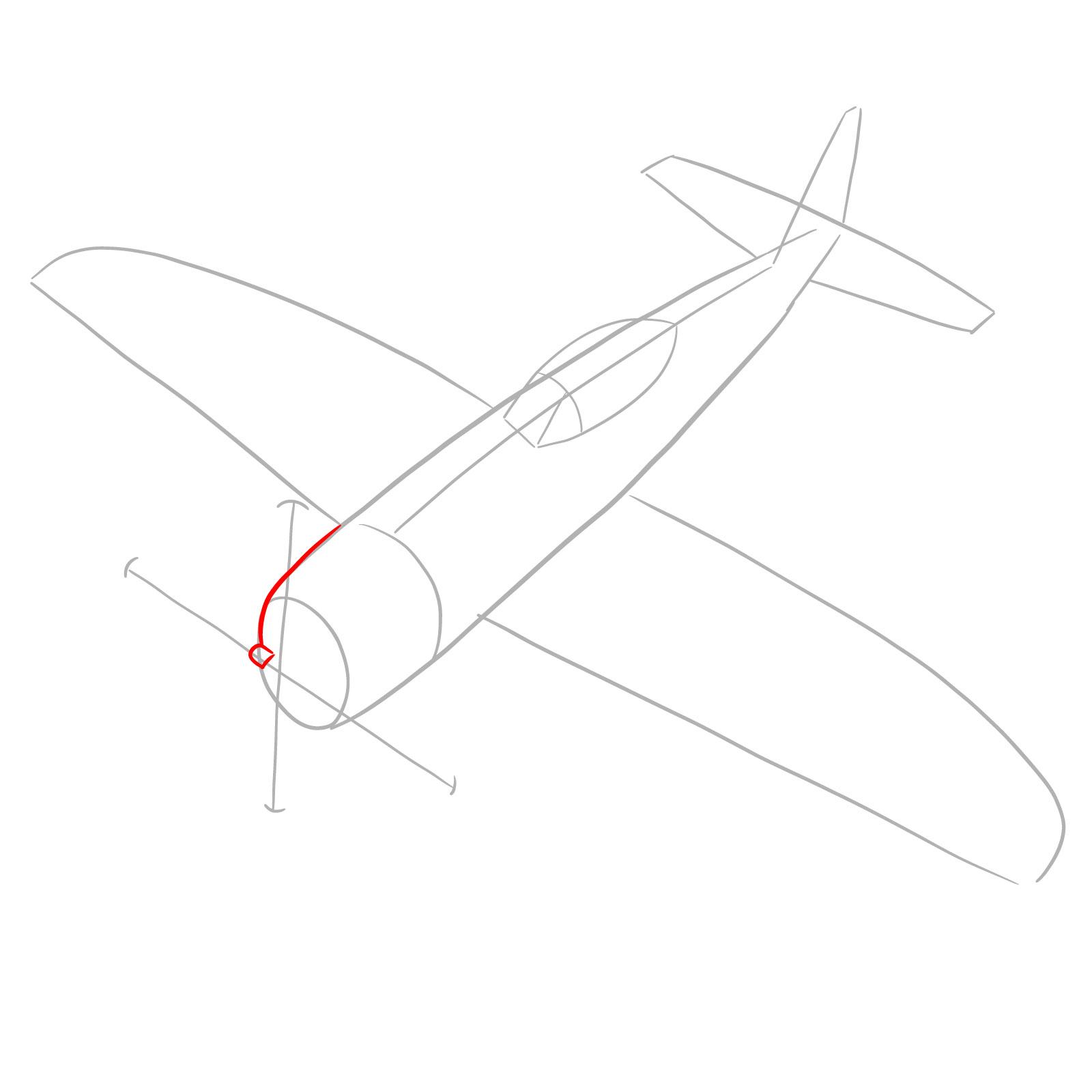 How to draw the Republic P-47 Thunderbolt - step 04
