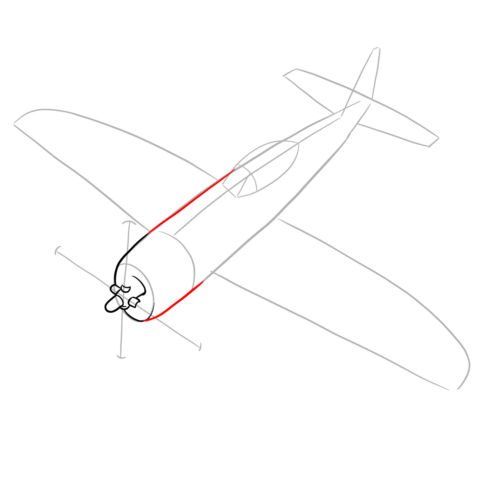 How to draw the Republic P-47 Thunderbolt - step 08