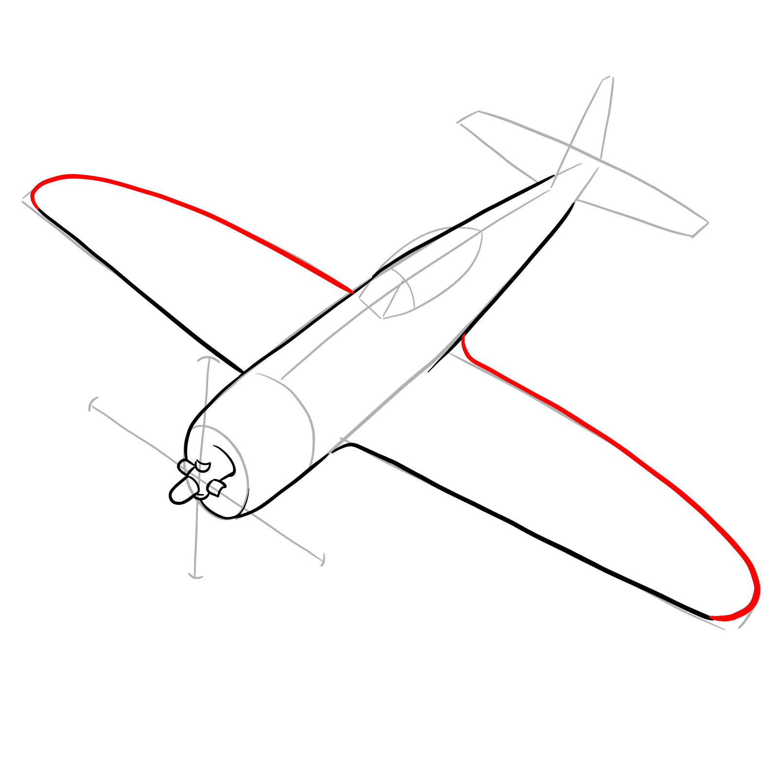 How to draw the Republic P-47 Thunderbolt - step 11