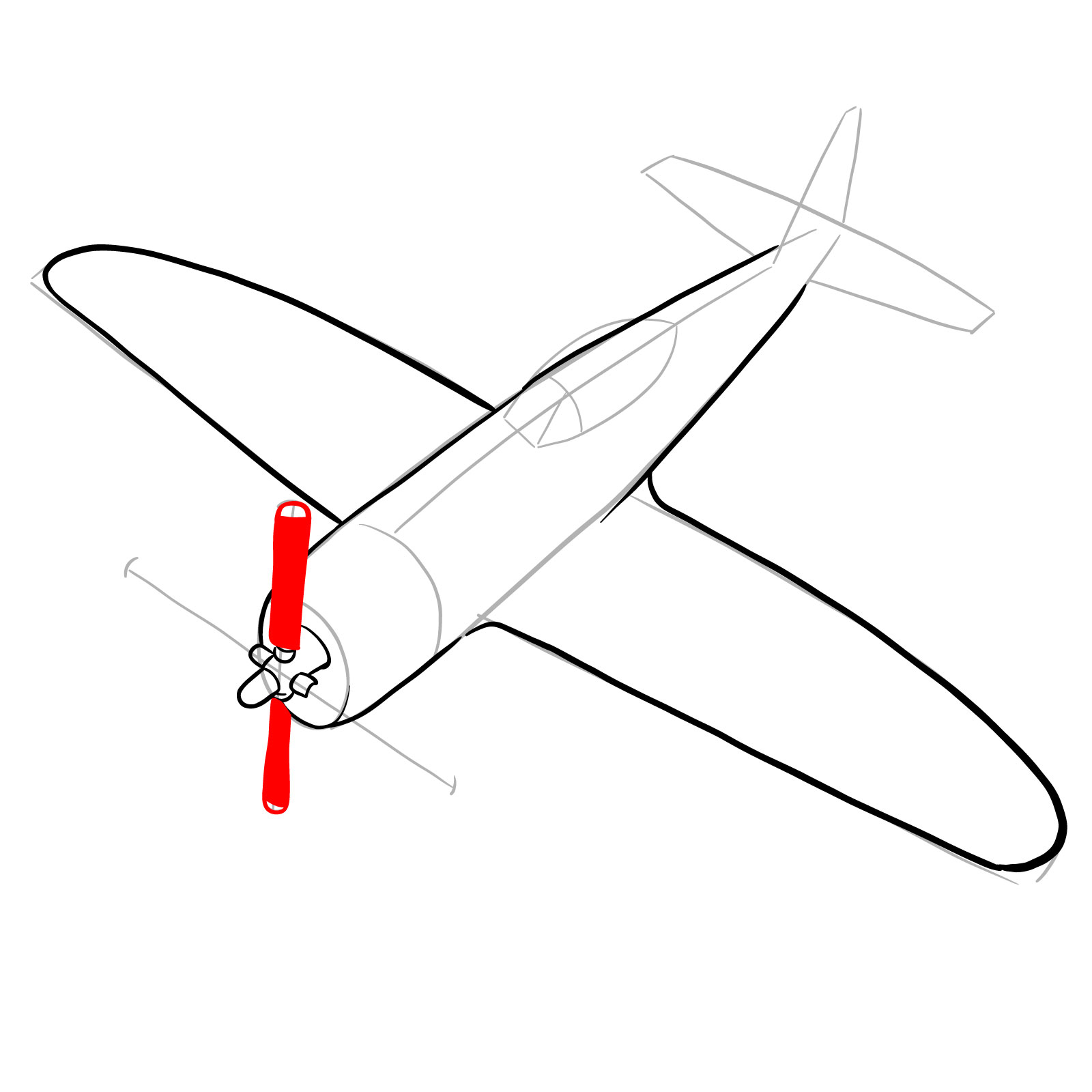 How to draw the Republic P-47 Thunderbolt - step 12