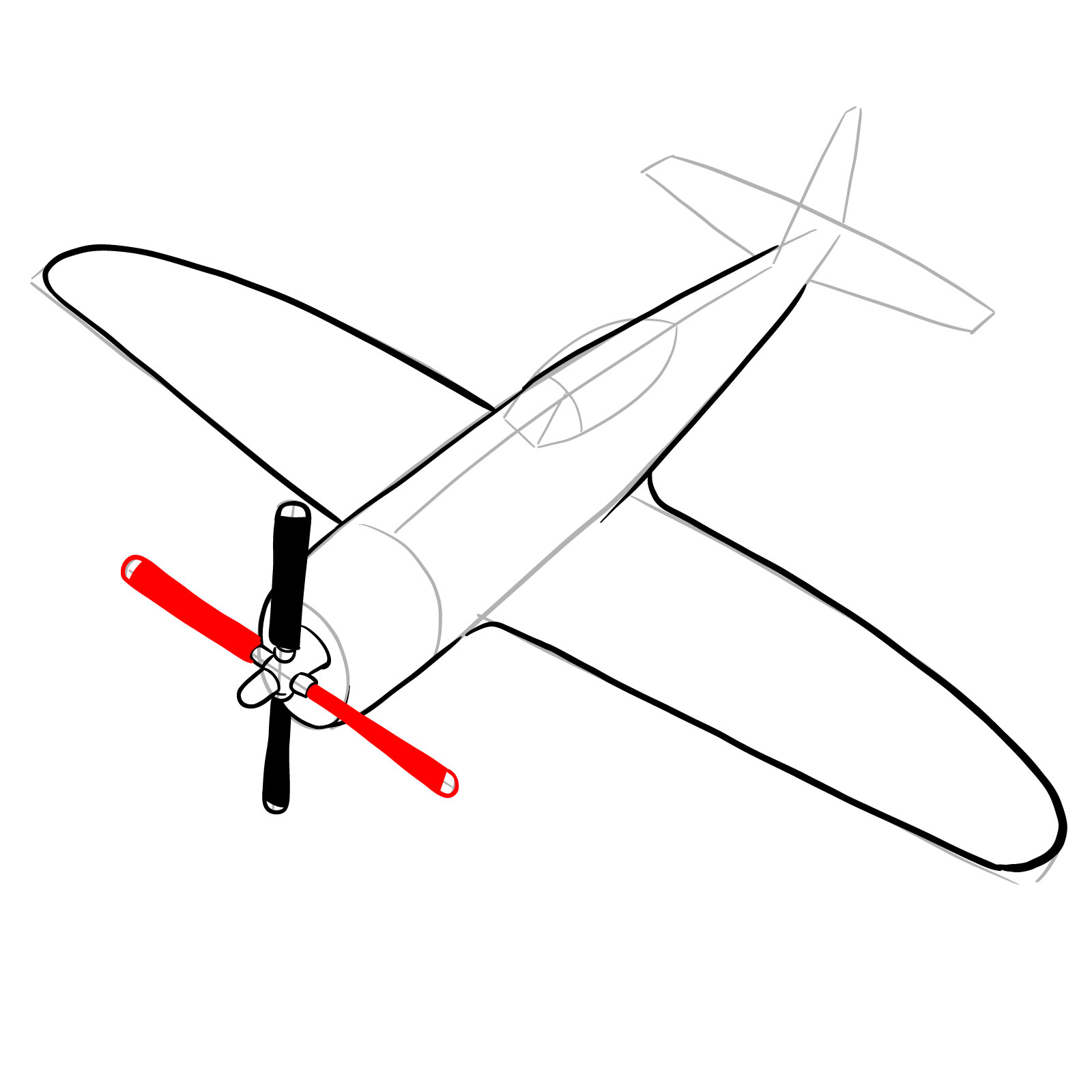 How to draw the Republic P-47 Thunderbolt - step 13