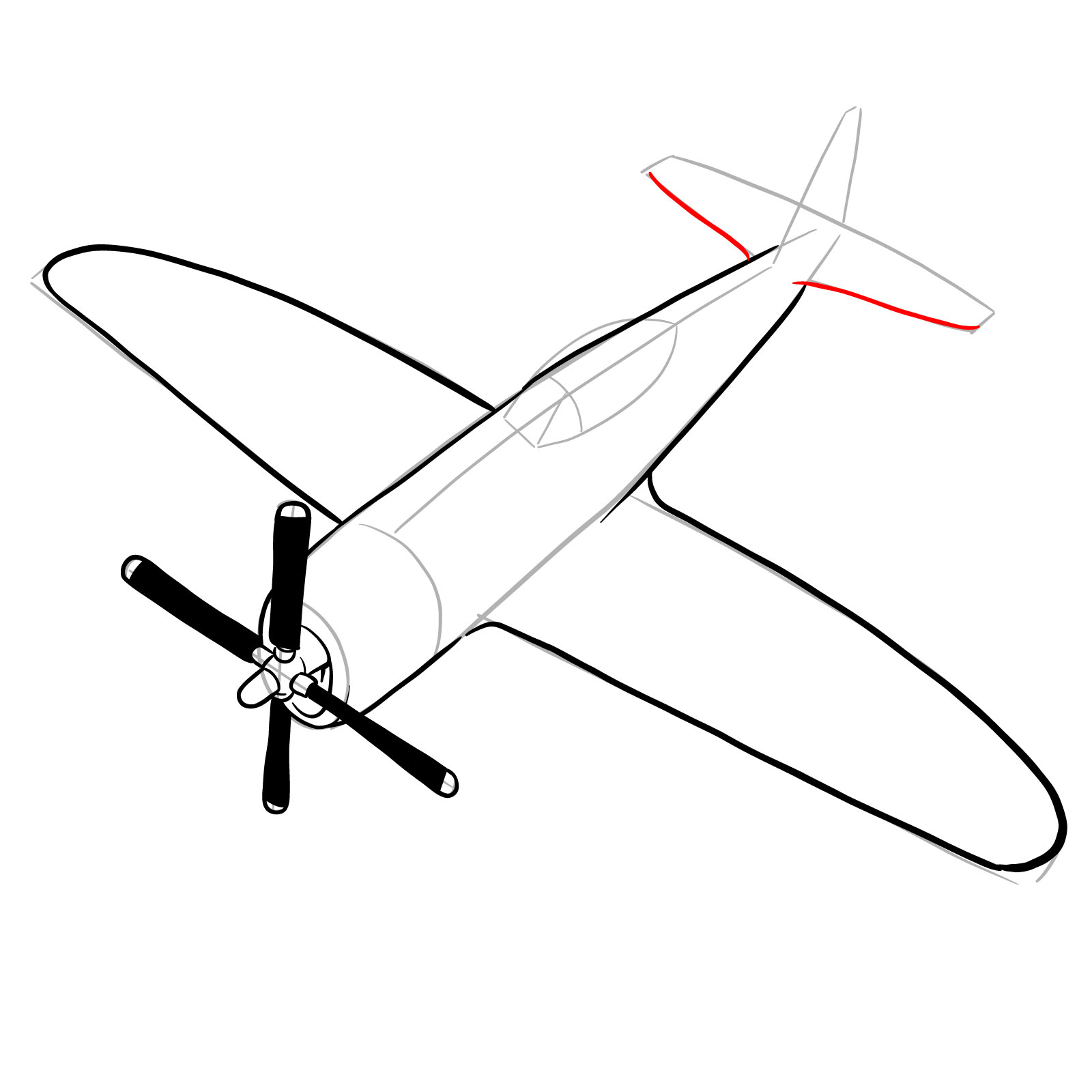 How to draw the Republic P-47 Thunderbolt - step 15