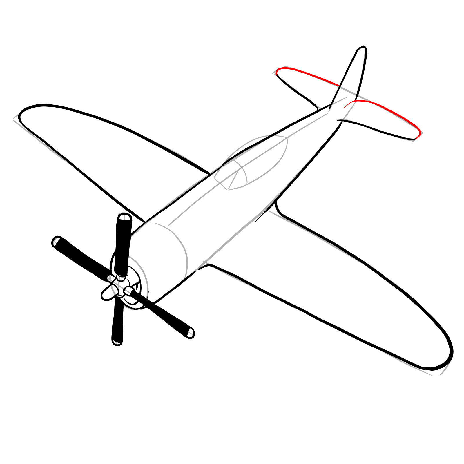 How to draw the Republic P-47 Thunderbolt - step 17