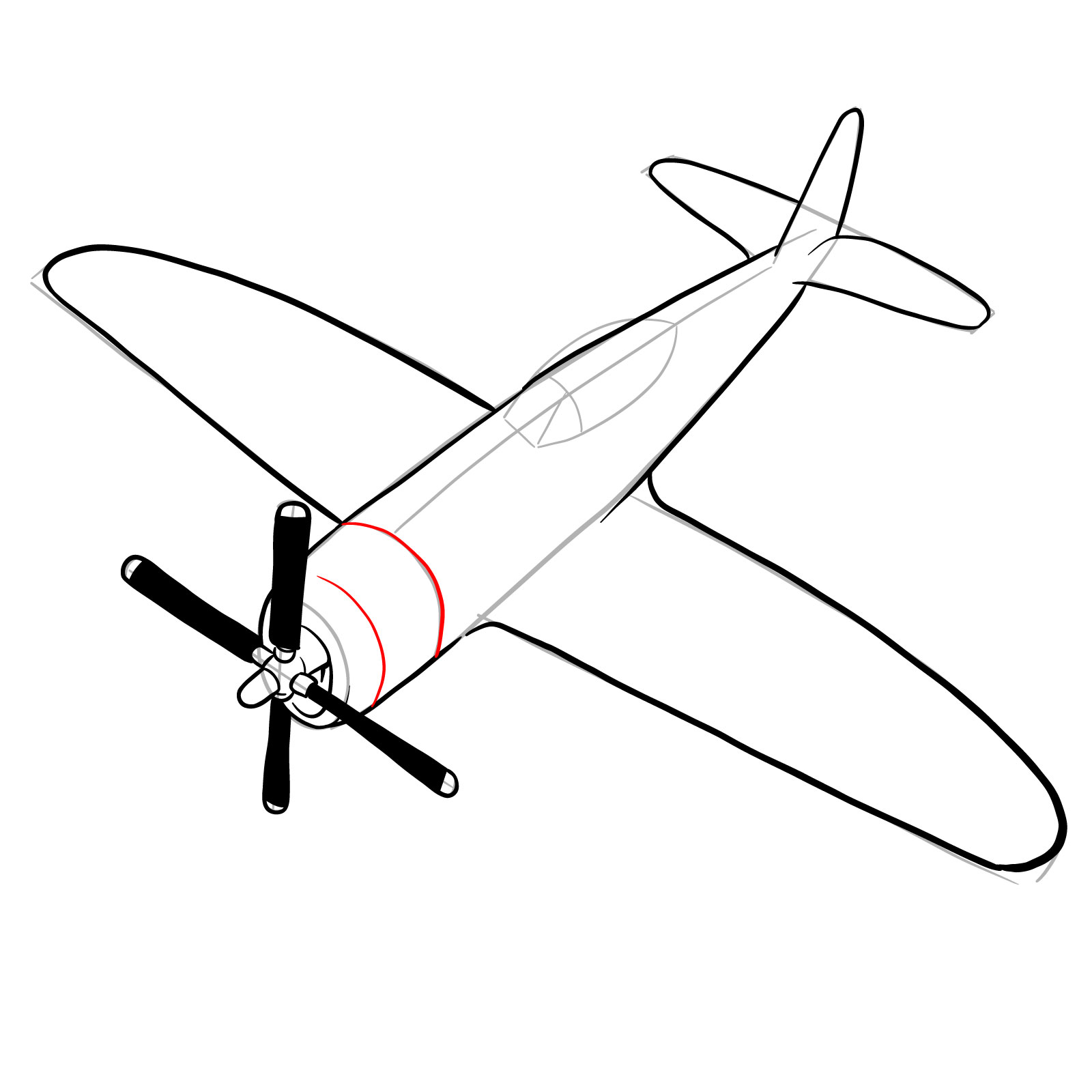 How to draw the Republic P-47 Thunderbolt - step 18