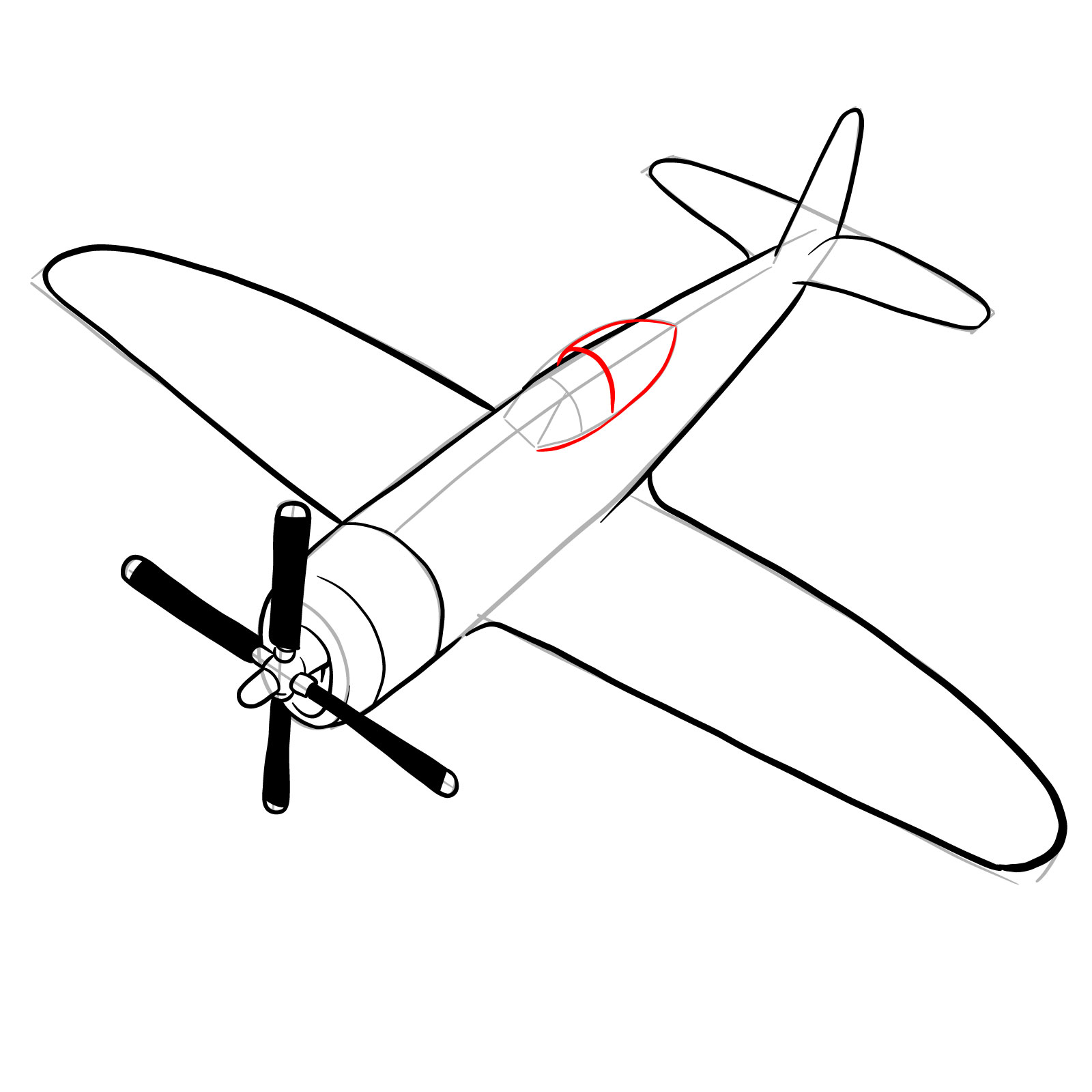 How to draw the Republic P-47 Thunderbolt - step 19