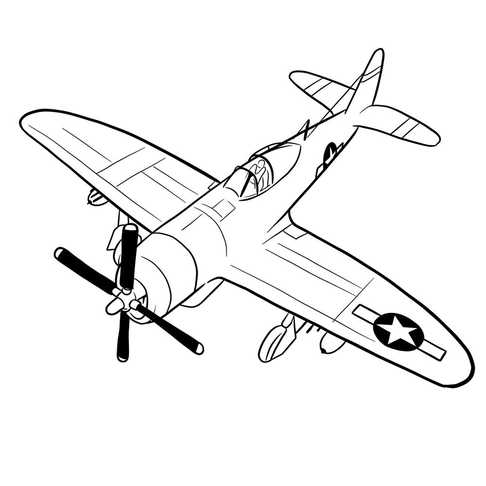 How to draw the Republic P-47 Thunderbolt